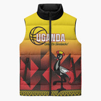 Uganda Basketball Custom Sleeveless Puffer Jacket Come On Silverbacks African Pattern - Wonder Print Shop