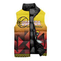 Uganda Basketball Custom Sleeveless Puffer Jacket Come On Silverbacks African Pattern - Wonder Print Shop