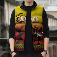 Uganda Basketball Custom Sleeveless Puffer Jacket Come On Silverbacks African Pattern - Wonder Print Shop