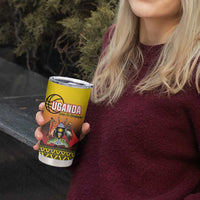 Uganda Basketball Custom Tumbler Cup Come On Silverbacks African Pattern - Wonder Print Shop