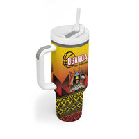 Uganda Basketball Custom Tumbler With Handle Come On Silverbacks African Pattern - Wonder Print Shop