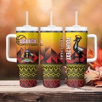 Uganda Basketball Custom Tumbler With Handle Come On Silverbacks African Pattern - Wonder Print Shop