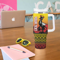 Uganda Basketball Custom Tumbler With Handle Come On Silverbacks African Pattern - Wonder Print Shop