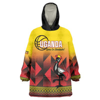 Uganda Basketball Custom Wearable Blanket Hoodie Come On Silverbacks African Pattern - Wonder Print Shop