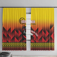 Uganda Basketball Custom Window Curtain Come On Silverbacks African Pattern - Wonder Print Shop