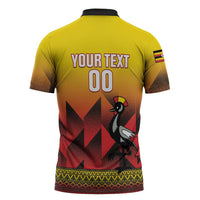 Uganda Basketball Custom Zipper Polo Shirt Come On Silverbacks African Pattern - Wonder Print Shop