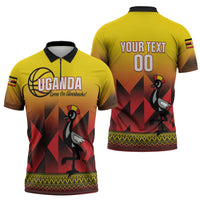 Uganda Basketball Custom Zipper Polo Shirt Come On Silverbacks African Pattern - Wonder Print Shop
