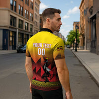 Uganda Basketball Custom Zipper Polo Shirt Come On Silverbacks African Pattern - Wonder Print Shop