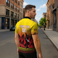 Uganda Basketball Custom Zipper Polo Shirt Come On Silverbacks African Pattern - Wonder Print Shop