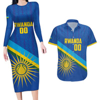 Rwanda Basketball Custom Couples Matching Long Sleeve Bodycon Dress and Hawaiian Shirt Go Champions Imigongo Folk Pattern - Wonder Print Shop
