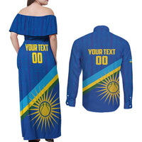 Rwanda Basketball Custom Couples Matching Off Shoulder Maxi Dress and Long Sleeve Button Shirt Go Champions Imigongo Folk Pattern - Wonder Print Shop