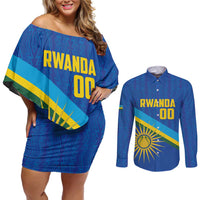 Rwanda Basketball Custom Couples Matching Off Shoulder Short Dress and Long Sleeve Button Shirt Go Champions Imigongo Folk Pattern - Wonder Print Shop