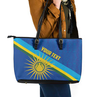 Rwanda Basketball Custom Leather Tote Bag Go Champions Imigongo Folk Pattern - Wonder Print Shop