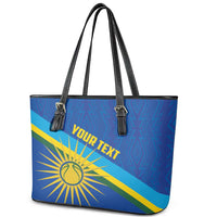 Rwanda Basketball Custom Leather Tote Bag Go Champions Imigongo Folk Pattern - Wonder Print Shop