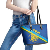 Rwanda Basketball Custom Leather Tote Bag Go Champions Imigongo Folk Pattern - Wonder Print Shop
