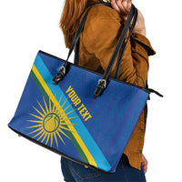 Rwanda Basketball Custom Leather Tote Bag Go Champions Imigongo Folk Pattern - Wonder Print Shop