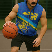 Rwanda Basketball Custom Sleeveless Zip Hoodie Go Champions Imigongo Folk Pattern - Wonder Print Shop