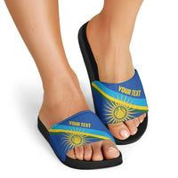 Rwanda Basketball Custom Slide Sandals Go Champions Imigongo Folk Pattern - Wonder Print Shop
