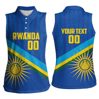 Rwanda Basketball Custom Women Sleeveless Polo Shirt Go Champions Imigongo Folk Pattern - Wonder Print Shop