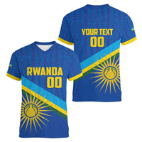 Rwanda Basketball Custom Women V-Neck T-Shirt Go Champions Imigongo Folk Pattern - Wonder Print Shop