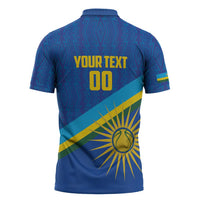 Rwanda Basketball Custom Zipper Polo Shirt Go Champions Imigongo Folk Pattern - Wonder Print Shop