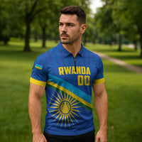 Rwanda Basketball Custom Zipper Polo Shirt Go Champions Imigongo Folk Pattern - Wonder Print Shop