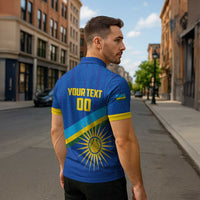 Rwanda Basketball Custom Zipper Polo Shirt Go Champions Imigongo Folk Pattern - Wonder Print Shop