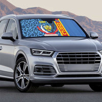 DR Congo Basketball Custom Auto Sun Shade Come On Leopards Skin Pattern - Wonder Print Shop