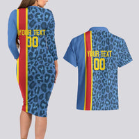DR Congo Basketball Custom Couples Matching Long Sleeve Bodycon Dress and Hawaiian Shirt Come On Leopards Skin Pattern - Wonder Print Shop