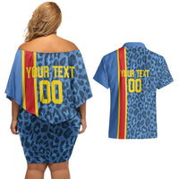 DR Congo Basketball Custom Couples Matching Off Shoulder Short Dress and Hawaiian Shirt Come On Leopards Skin Pattern - Wonder Print Shop