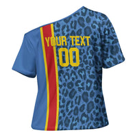 DR Congo Basketball Custom Cross Shoulder Shirt Come On Leopards Skin Pattern - Wonder Print Shop