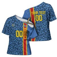 DR Congo Basketball Custom Cross Shoulder Shirt Come On Leopards Skin Pattern - Wonder Print Shop