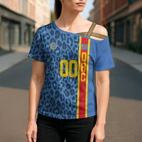 DR Congo Basketball Custom Cross Shoulder Shirt Come On Leopards Skin Pattern - Wonder Print Shop