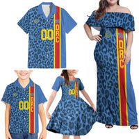 DR Congo Basketball Custom Family Matching Off Shoulder Maxi Dress and Hawaiian Shirt Come On Leopards Skin Pattern - Wonder Print Shop