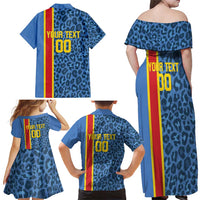 DR Congo Basketball Custom Family Matching Off Shoulder Maxi Dress and Hawaiian Shirt Come On Leopards Skin Pattern - Wonder Print Shop