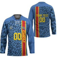 DR Congo Basketball Custom Hockey Jersey Come On Leopards Skin Pattern - Wonder Print Shop