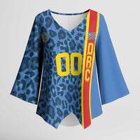 DR Congo Basketball Custom Kimono Sleeve Blouse Come On Leopards Skin Pattern - Wonder Print Shop