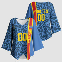 DR Congo Basketball Custom Kimono Sleeve Blouse Come On Leopards Skin Pattern - Wonder Print Shop