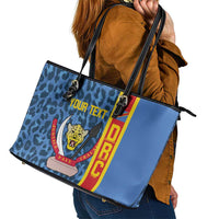 DR Congo Basketball Custom Leather Tote Bag Come On Leopards Skin Pattern - Wonder Print Shop