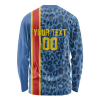 DR Congo Basketball Custom Long Sleeve Shirt Come On Leopards Skin Pattern - Wonder Print Shop