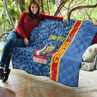 DR Congo Basketball Custom Quilt Come On Leopards Skin Pattern - Wonder Print Shop