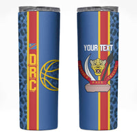 DR Congo Basketball Custom Skinny Tumbler Come On Leopards Skin Pattern - Wonder Print Shop