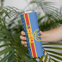 DR Congo Basketball Custom Skinny Tumbler Come On Leopards Skin Pattern - Wonder Print Shop