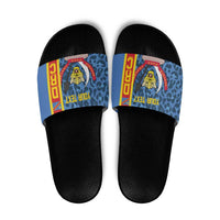 DR Congo Basketball Custom Slide Sandals Come On Leopards Skin Pattern - Wonder Print Shop