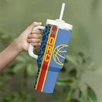 DR Congo Basketball Custom Tumbler With Handle Come On Leopards Skin Pattern - Wonder Print Shop