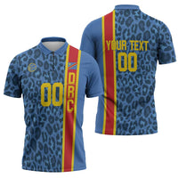 DR Congo Basketball Custom Zipper Polo Shirt Come On Leopards Skin Pattern - Wonder Print Shop