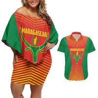 Madagascar Basketball Custom Couples Matching Off Shoulder Short Dress and Hawaiian Shirt Come On Angel Manzano - Wonder Print Shop