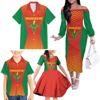Madagascar Basketball Custom Family Matching Off The Shoulder Long Sleeve Dress and Hawaiian Shirt Come On Angel Manzano - Wonder Print Shop