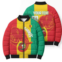 Guinea Basketball Custom Bomber Puffer Jacket Syli Nationale African Pattern - Wonder Print Shop