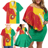 Guinea Basketball Custom Family Matching Off Shoulder Short Dress and Hawaiian Shirt Syli Nationale African Pattern - Wonder Print Shop